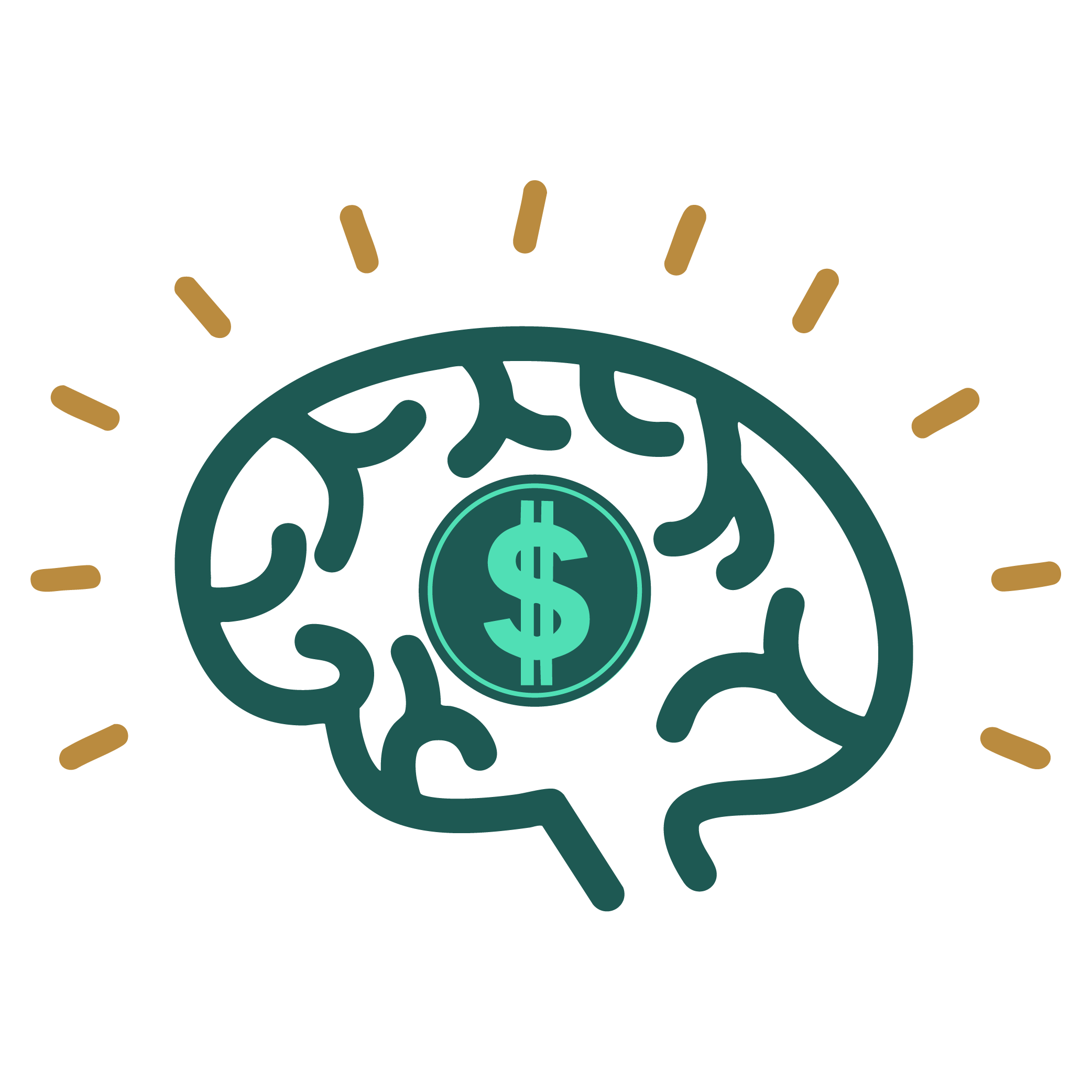Brain with money icon